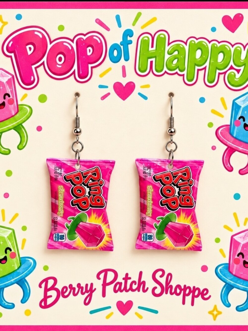Fun Jewelry Mini Ring Pop Retro Nostalgic Candy Novelty Hypoallergenic Earrings